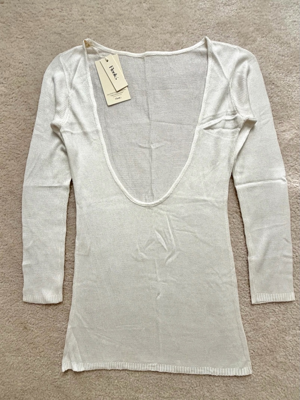 Flook The Lable Alegra Dress White Open Back Knit Mini Dress. XS